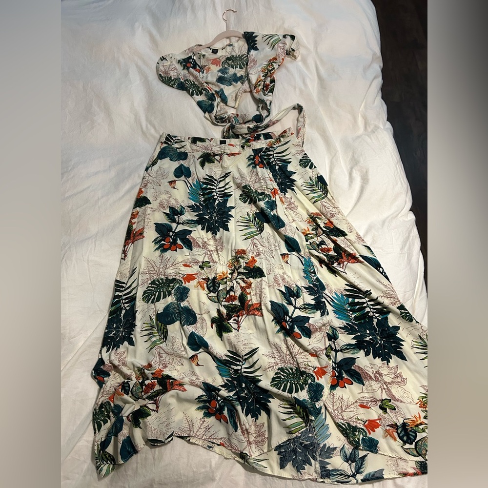 Shirt and Skirt set with wrap top